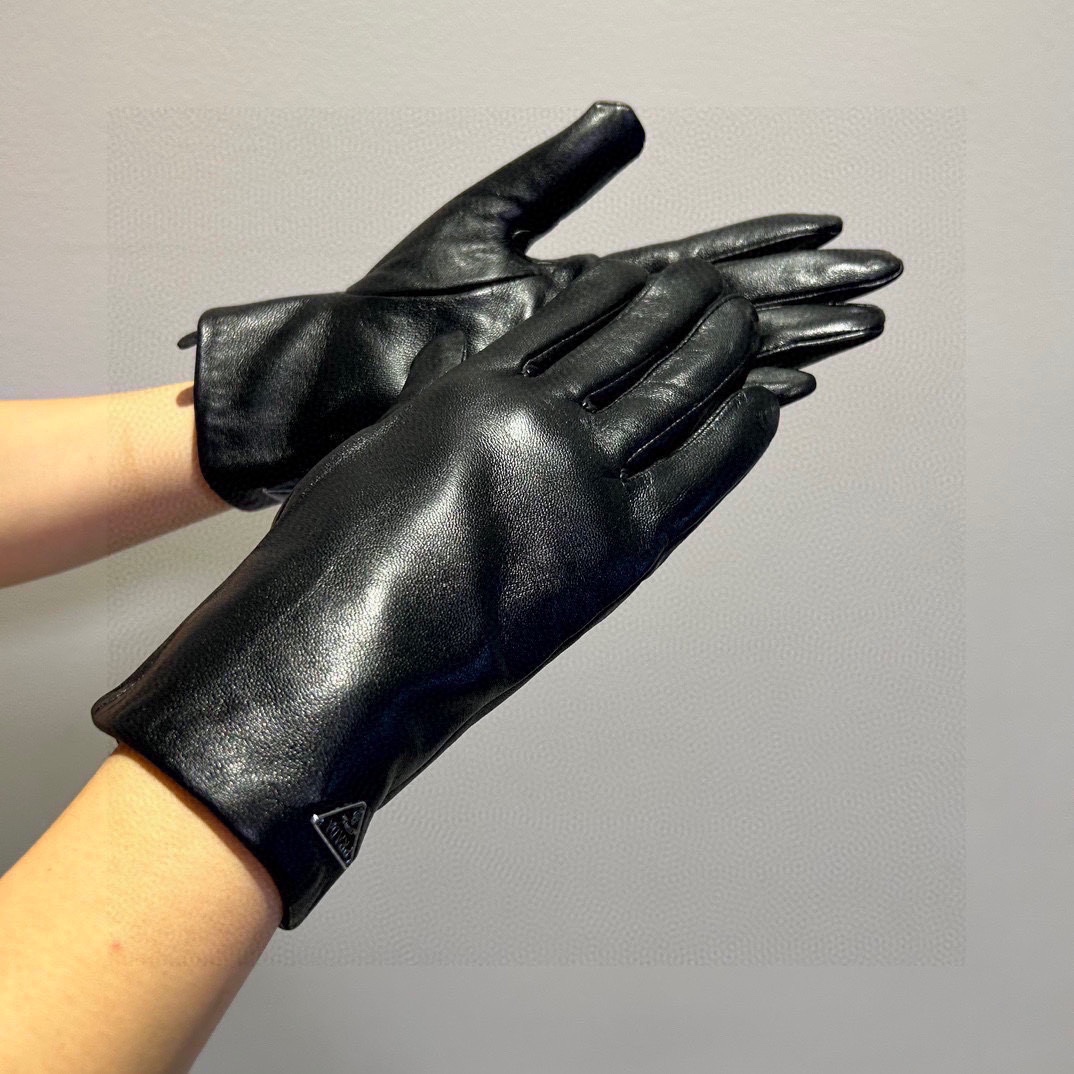 TOP PRADA Sheepskin Gloves - Black
