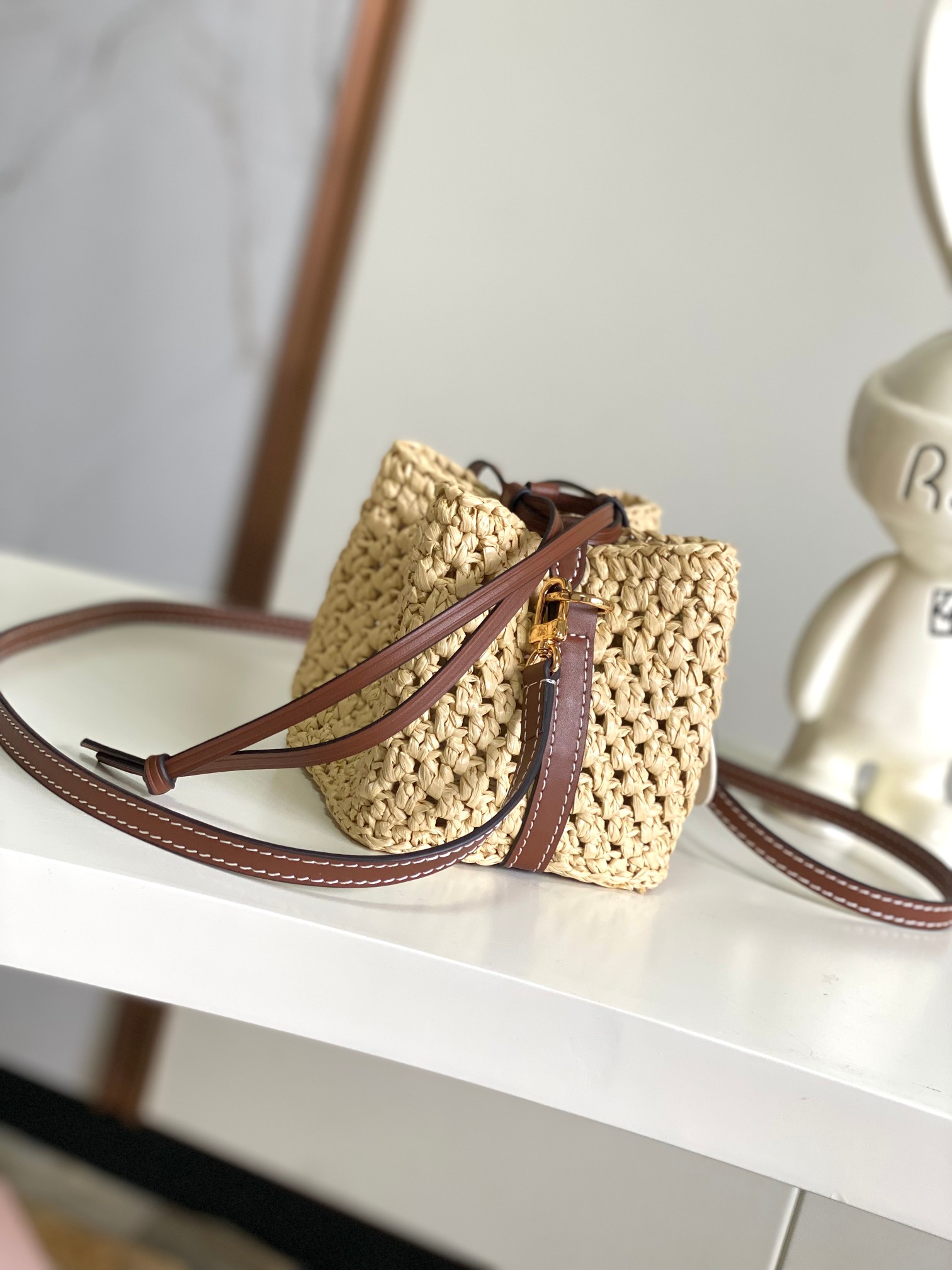 TOP Louis Vuitton LV Noe Purse/BB Bag Crocheted Raffia 11.5x12x11.5cm/22x24x15cm - Beige&Brown