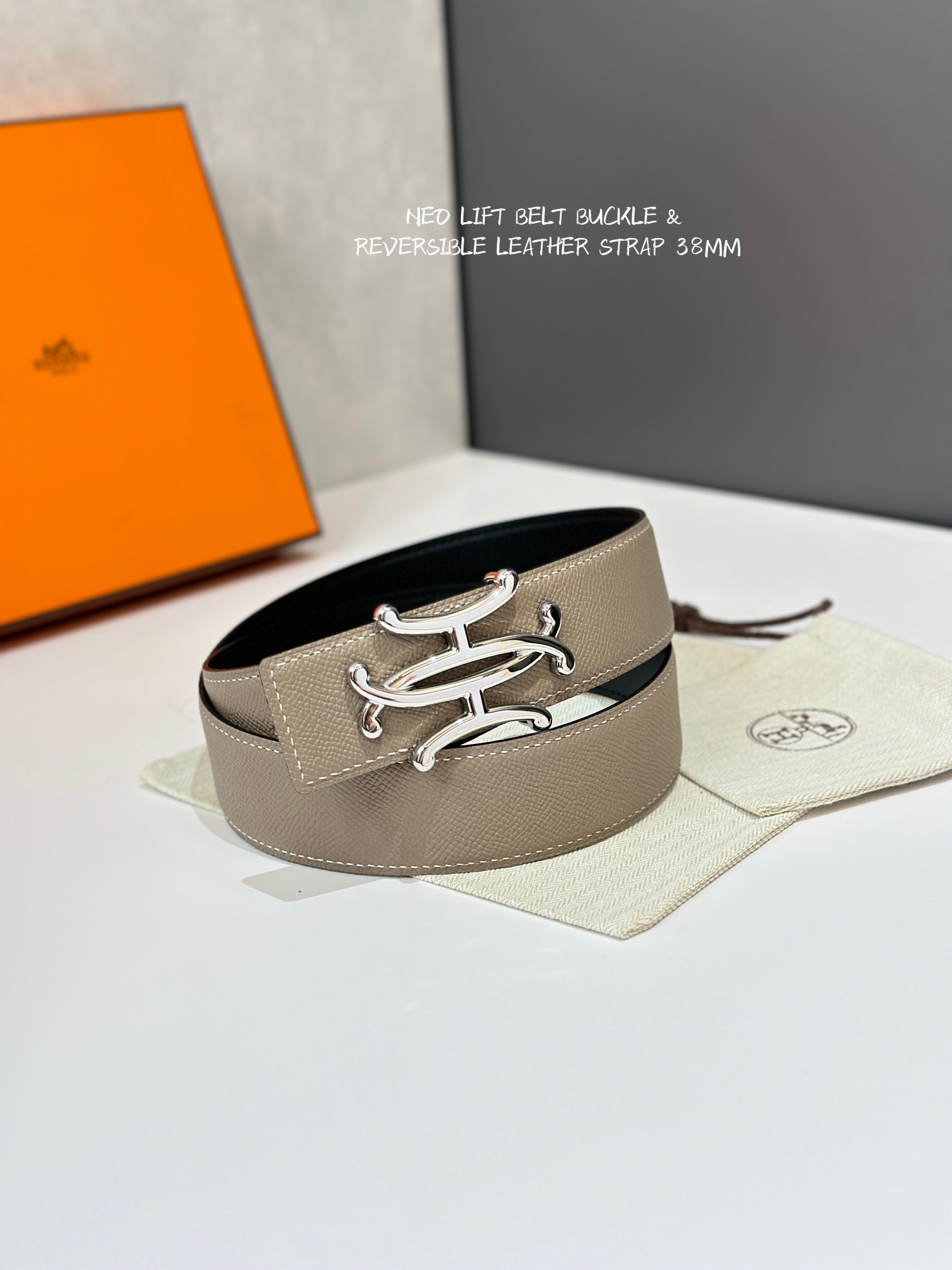 TOP HERMES 3.8cm Reversible Waist Belt - Gray