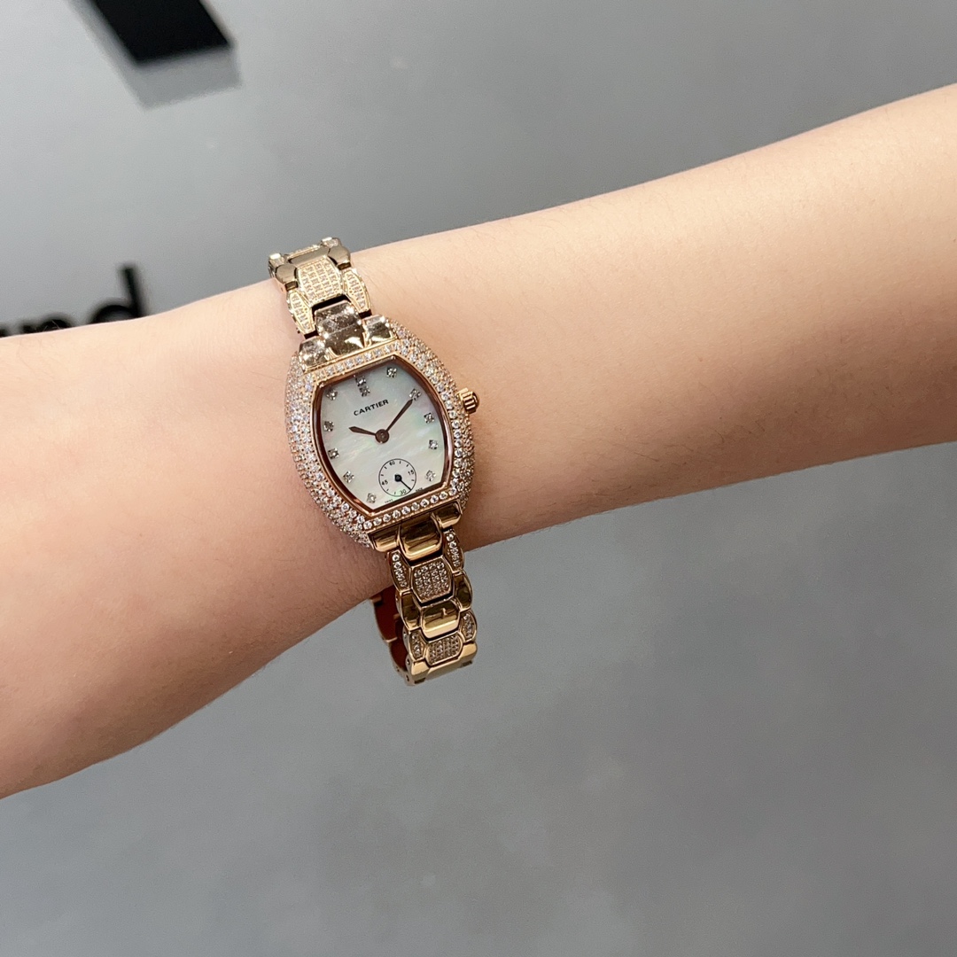 TOP Cartier Mini Lady Barrel Type Swiss Quartz Watches 27*32 MM