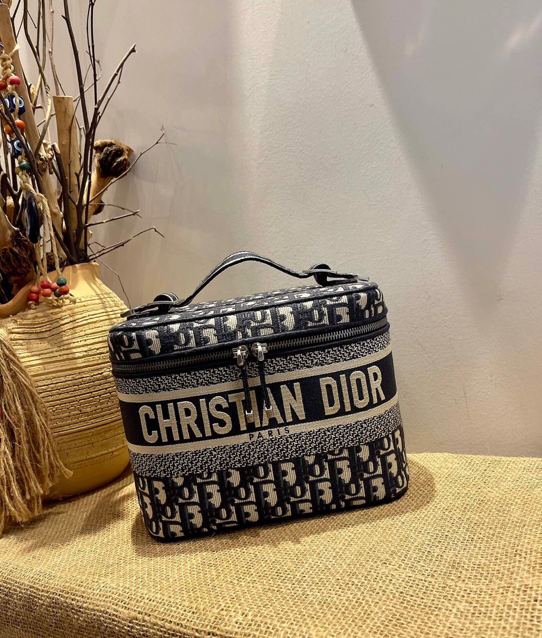 TOP Christian Dior Travel Oblique Vanity Case - Blue