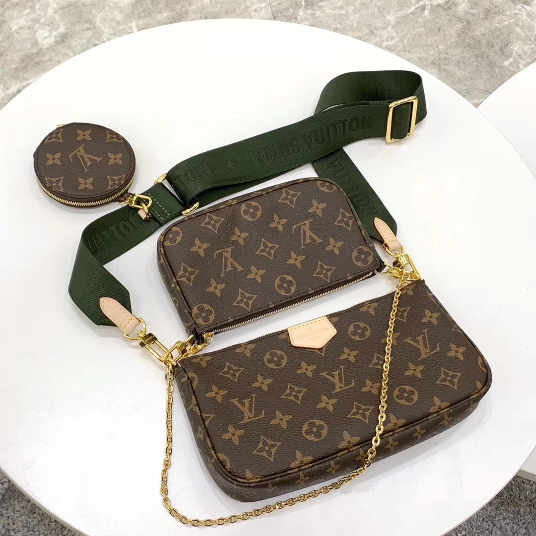 TOP Louis Vuitton LV L*V Multi Pochette Accessories Bag 21X12X3cm- Green Strap