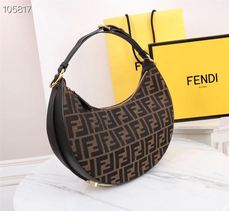TOP FENDI Classic Metal Logo Fendigraphy Bag - Brown