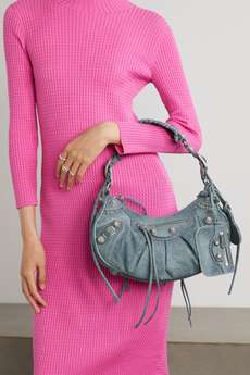 BALENCIAGA Le Cagole small embellished denim shoulder bag（10A Mirror Version）