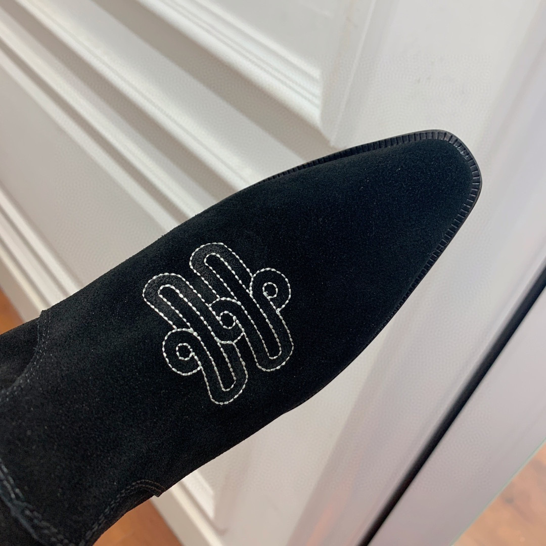 TOP HERMES Cow Boy Boots - Brown/Black/Black Suede