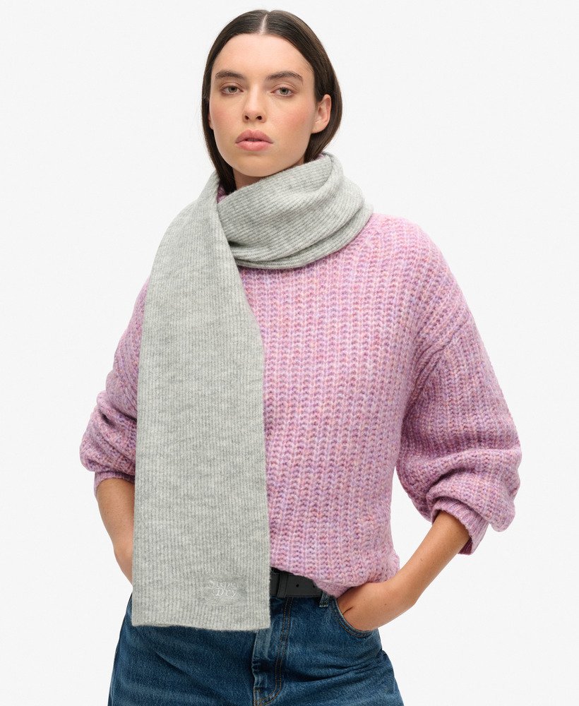 Soft Rib Knit Scarf | Chalk Grey Marle