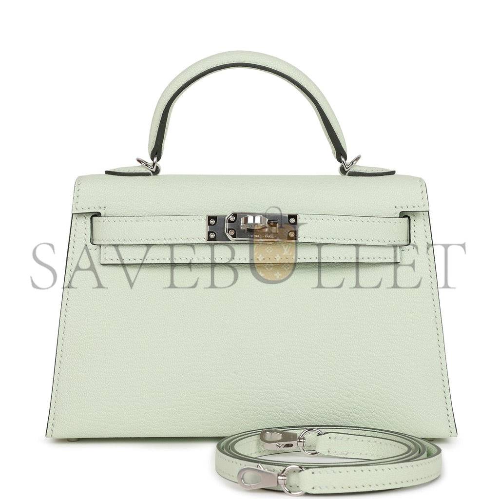 HERMES MINI KELLY CHEVRE PALLADIUM HARDWARE (19*12*5.5cm)