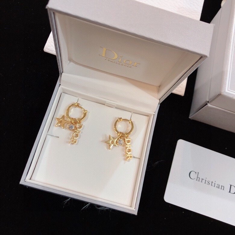TOP Christian Dior Frosted Star diamond earrings - Gold