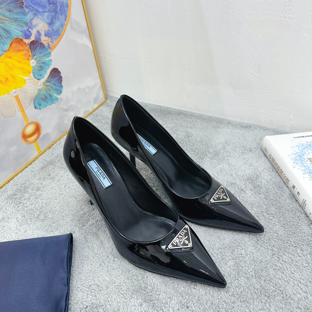 TOP PRADA Triangle Logo High Heel - 3 Color