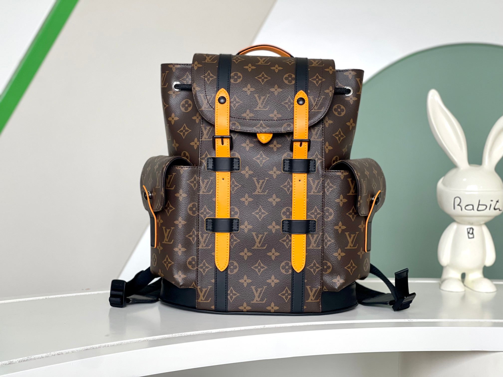 TOP Louis Vuitton LV Monogram Macassar Canvas Christopher Small Backpack 32.0 x 39.0 x 12.0 cm-Black