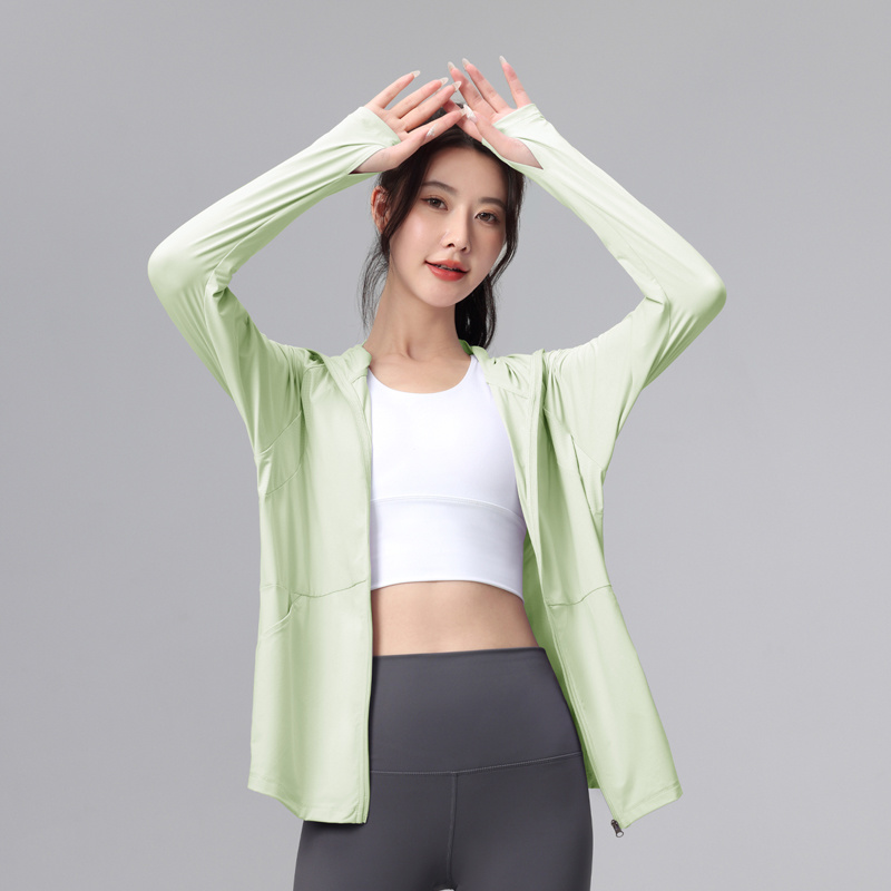 Womens Track Zip Up Cropped Hoodie UPF 50+ Sun Protection