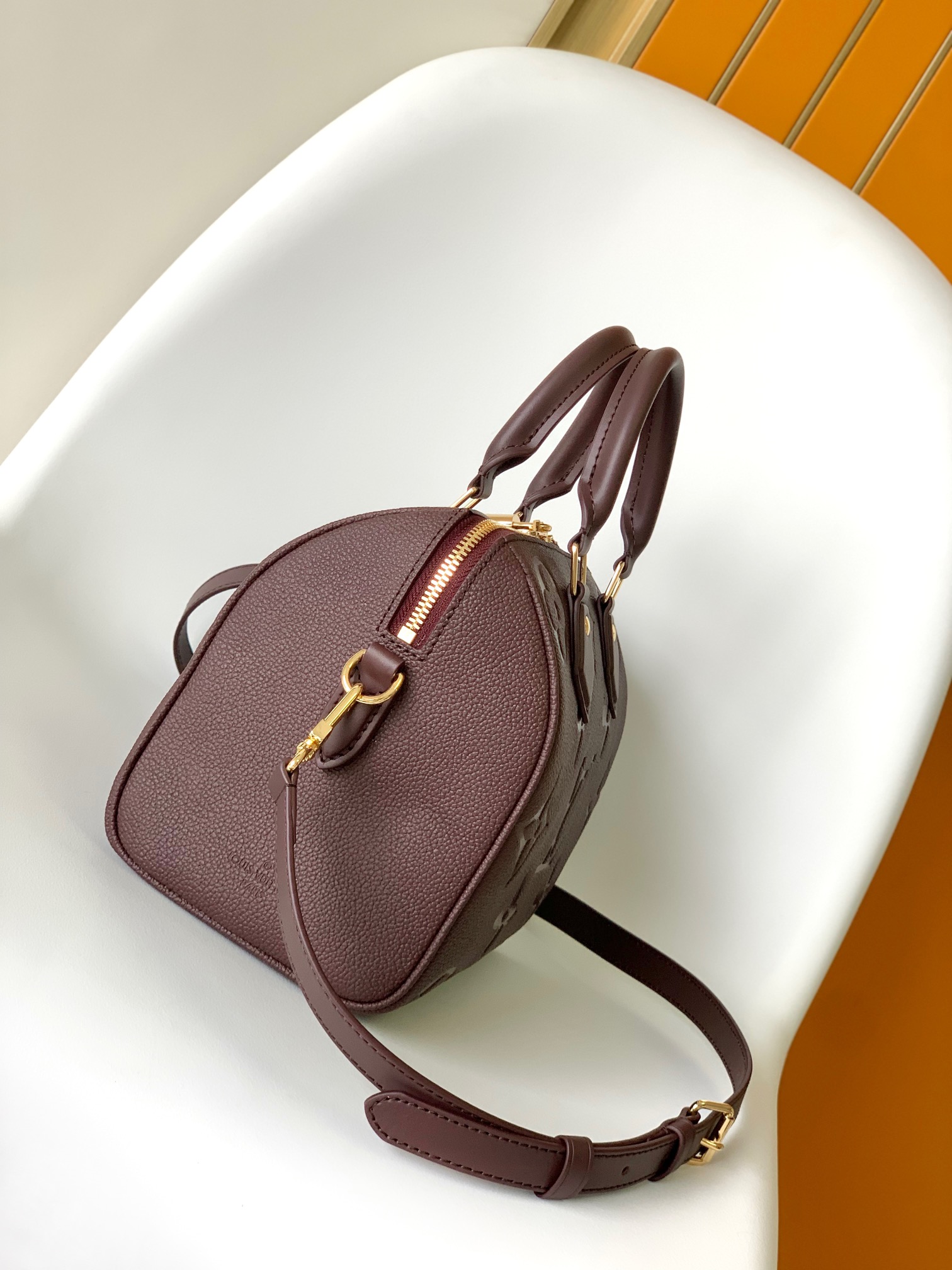 TOP Louis Vuitton LV Monogram Empreinte Speedy Bags - 25x19x15CM - Jujube Red&GHW