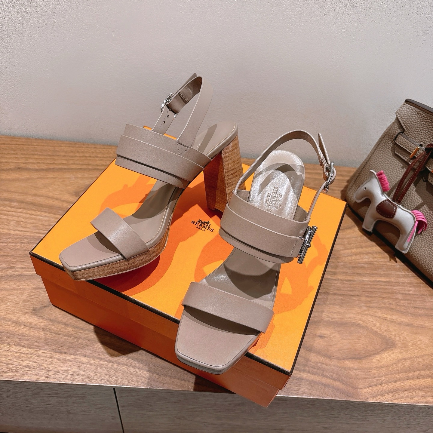 TOP HERMES High Heels Sandals - Khaki