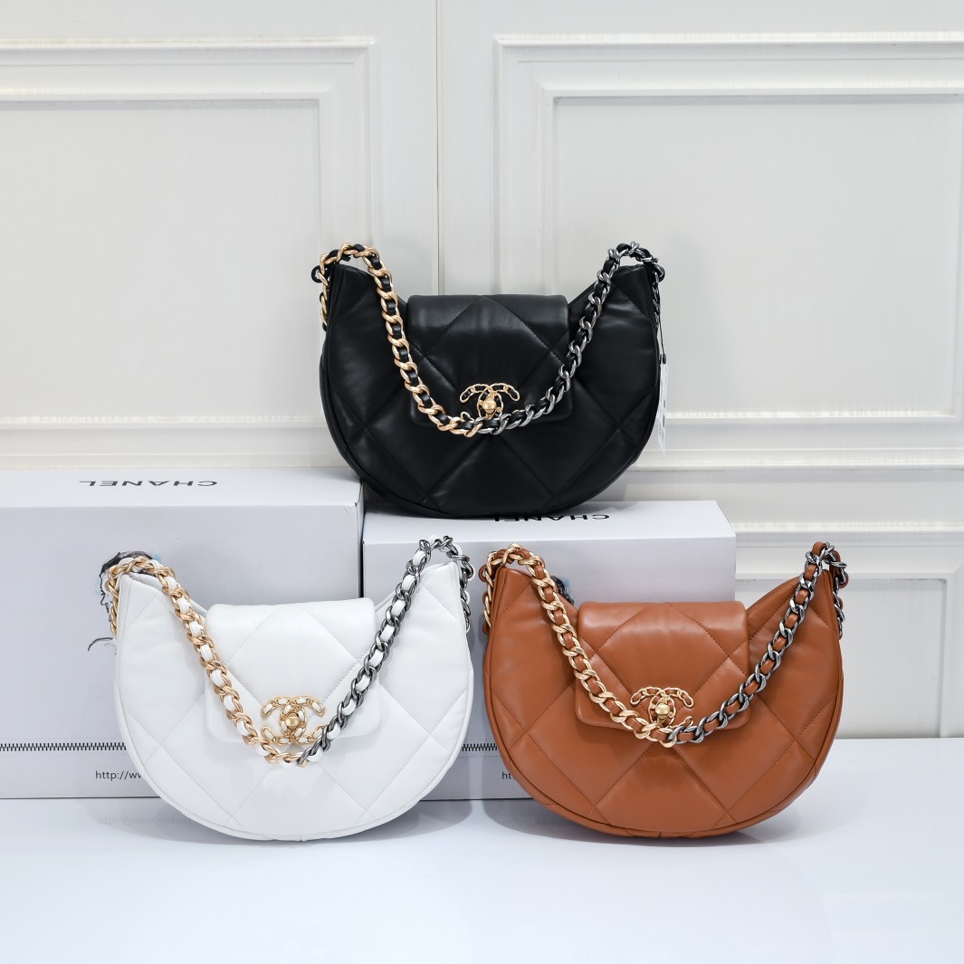 TOP CHANEL Lambskin Bag With Gold And Silver Metal Chain - GHW&25×20×7cm - 3 Colors