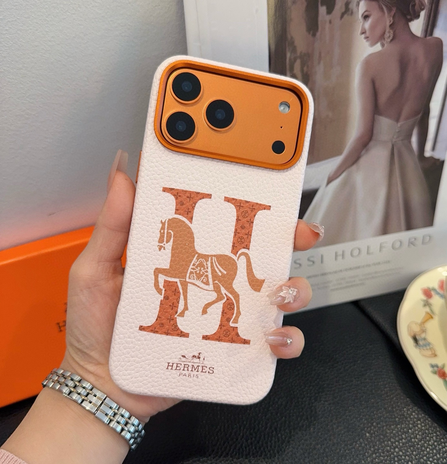 TOP HERMES Iphone Phone Case - Beige