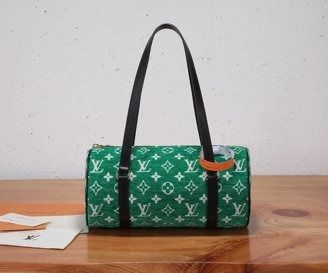 TOP Louis Vuitton LV Velvet Handbags 31x15x15cm - Green
