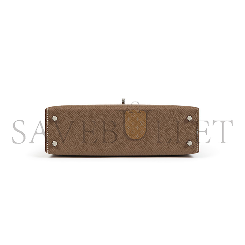 HERMES MINI KELLY EPSOM SILVER BUCKLE (19*12*5.5cm)