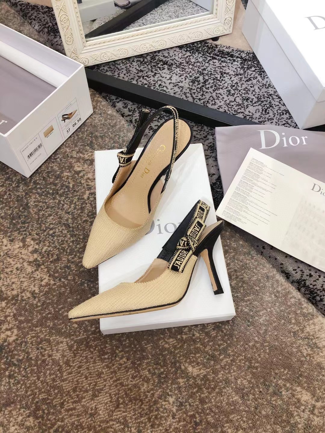 TOP Christian Dior Christian Dior J'a  Slingback High Heels - Beige