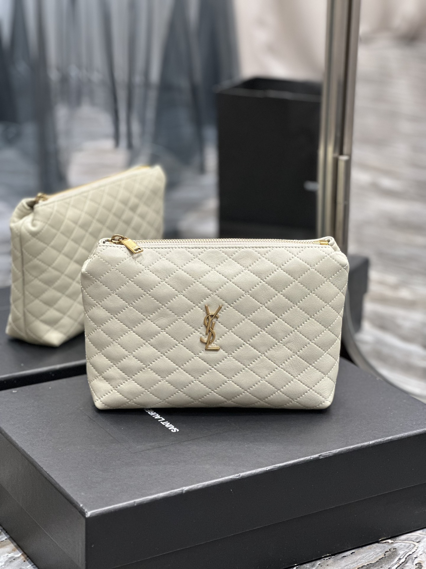 TOP Yves Saint Laurent YSL Gaby Quilted Cosmetic Bag&Clutch- Three Colors