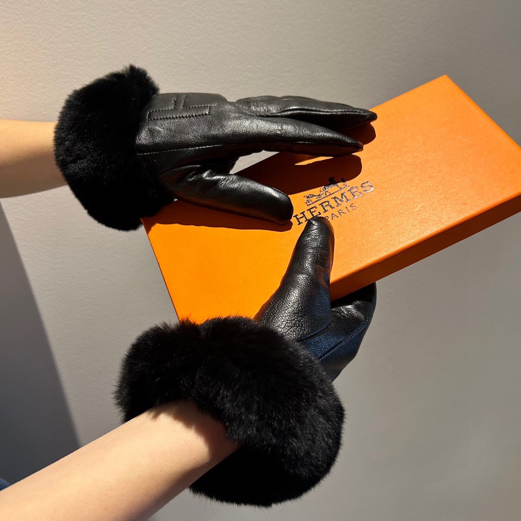 TOP HERMES Gloves with Fur