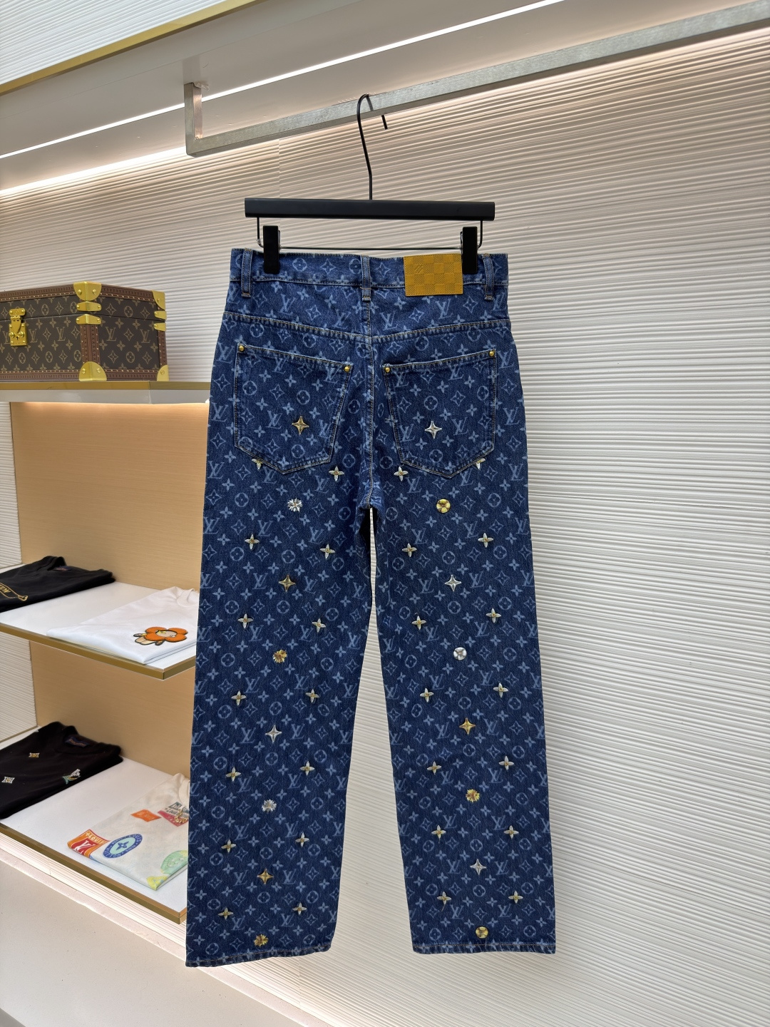 LOUIS VUITTON 字母提花雏菊刺绣牛仔滑板长裤