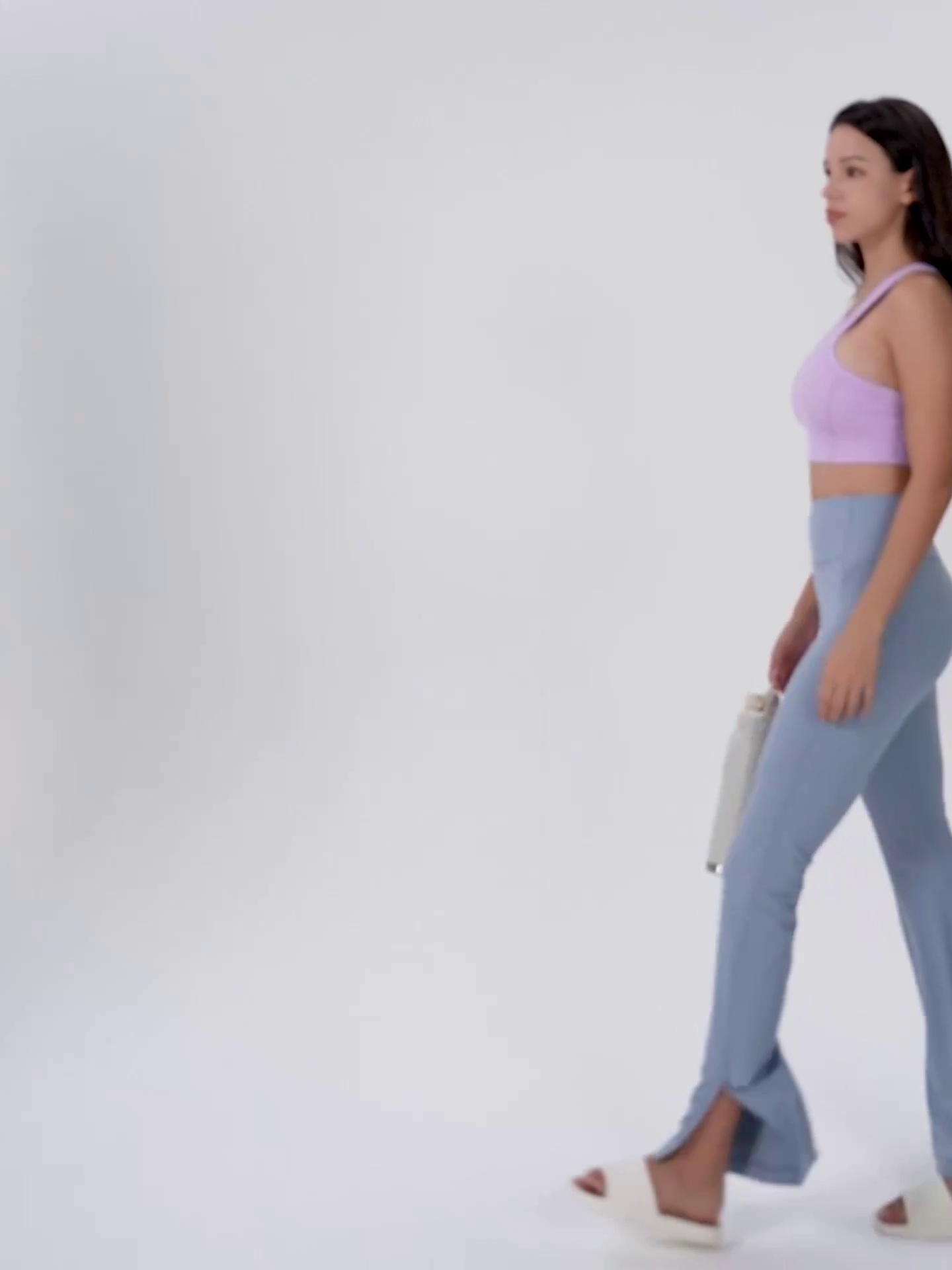 Wide Leg Split Flare Womens Sports Pants with Lycra Stretch