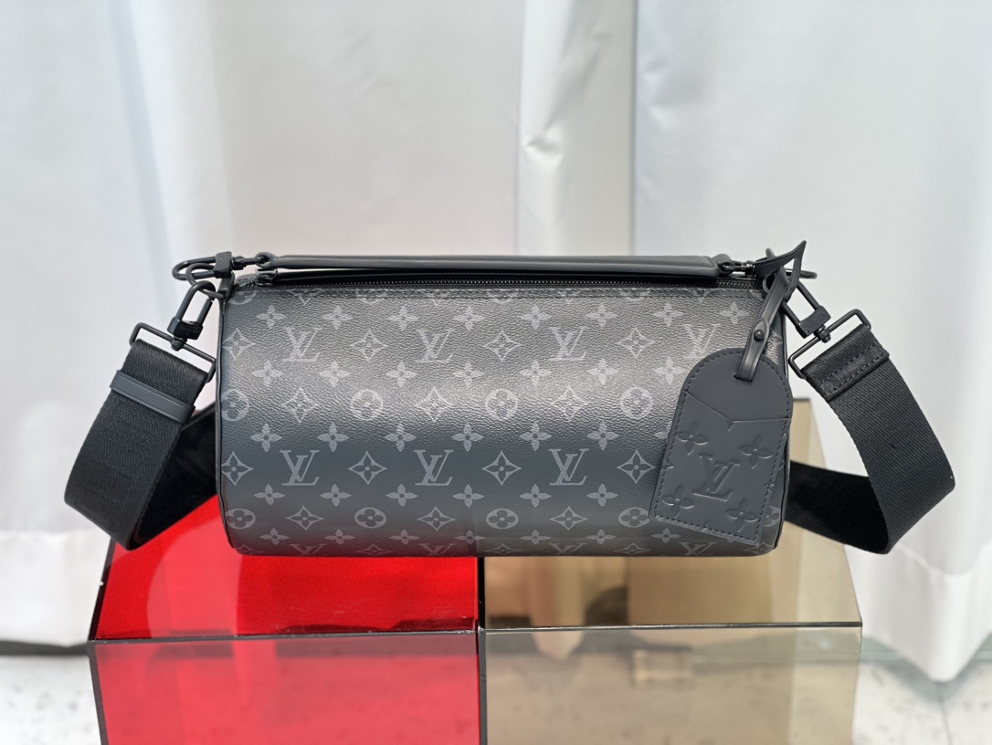 TOP Louis Vuitton LV  Monogram Macassar Soft Polochon Bag 33 x 17 x 17 cm - Two Colors