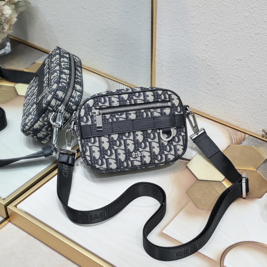 TOP Christian Dior Safari Bag 17x12.5x5cm/26x17x7cm with Oblique Print - 2 Color