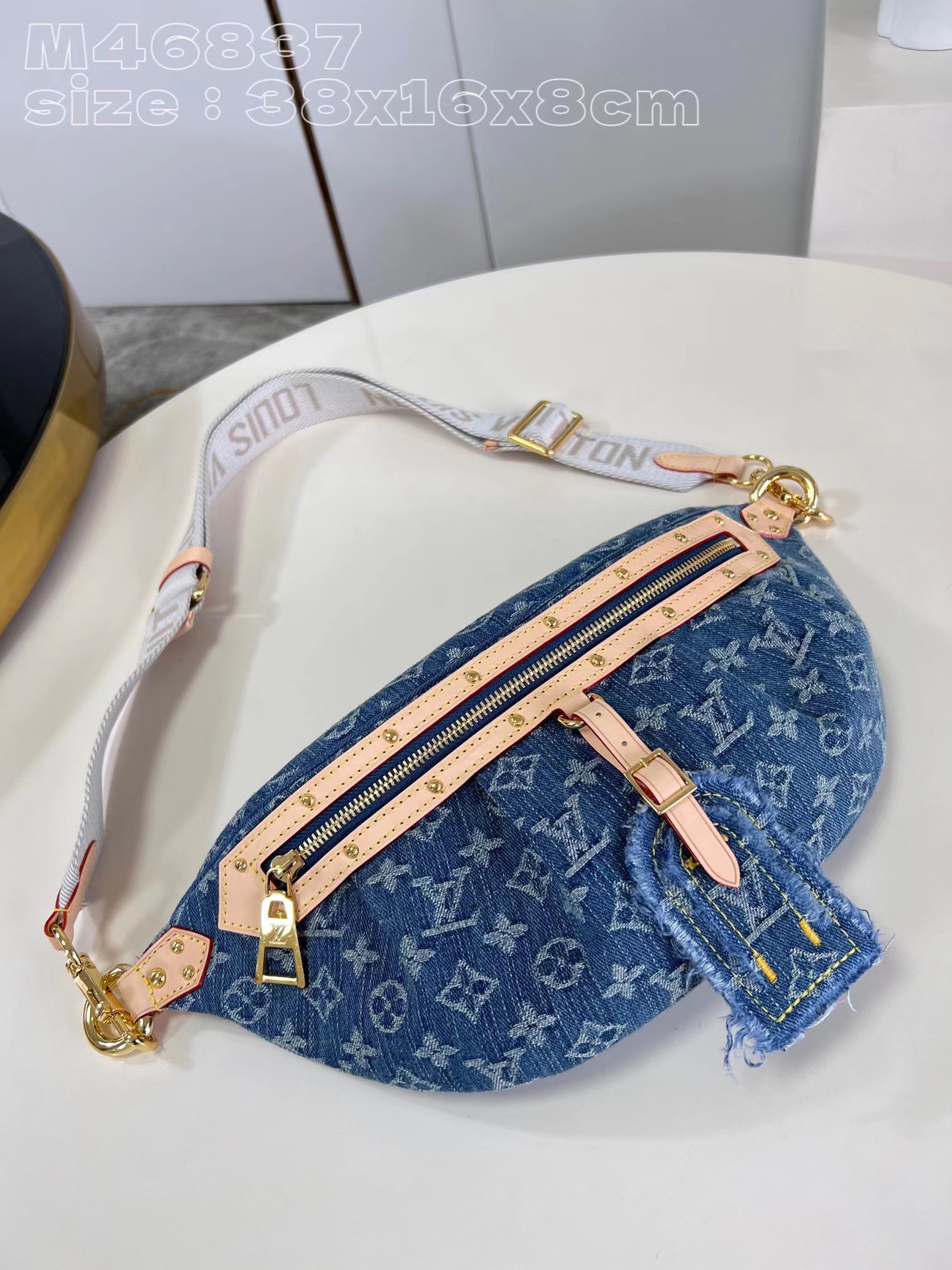 TOP Louis Vuitton LV High Rise Waist Bag Made Of Monogram Denim Canvas 38x16x8cm - Denim Blue