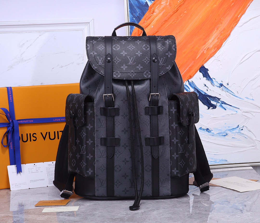 TOP Louis Vuitton LV Christopher Backpack-Monogram Eclipse Reverse 41x48x13CM
