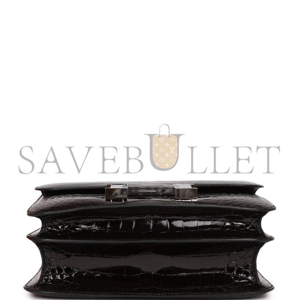 Hermes Constance 24 Tri-Color Black, Bleu Baltique and Vert Rousseau Shiny Alligator Palladium Hardware