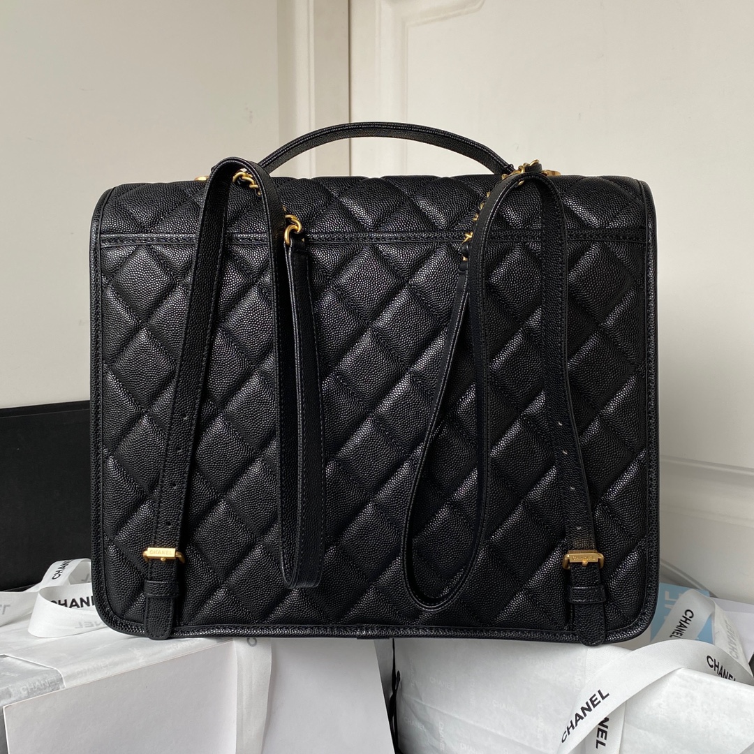 TOP CHANEL Backpack Bag 31.5*31*9cm - Black&GHW