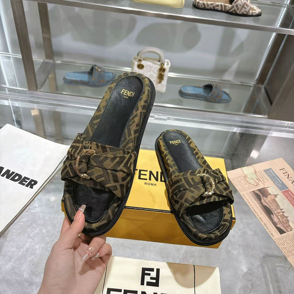 Fendi Feel rown FF jacquard slides （Replica）