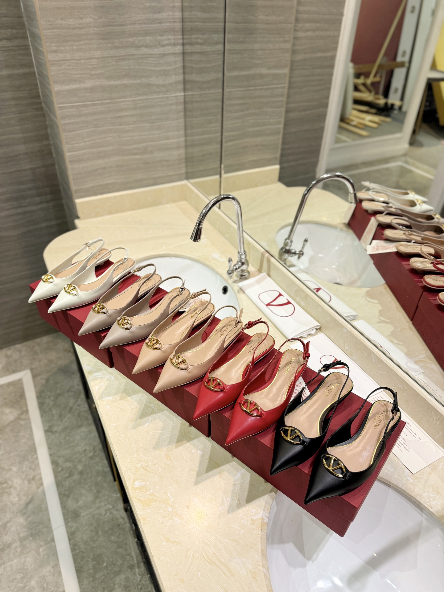 TOP VALENTINO Micro-heeled Mules with Mini Logo  - 5 Color