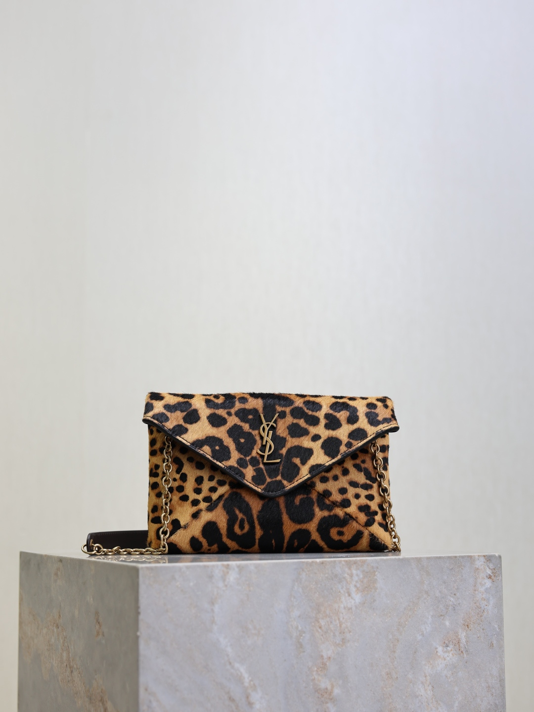 TOP Yves Saint Laurent YSL Cassandra Bag Leather-trimmed Leopard-print 19x12x3cm/29.5×18×4.5cm - Brown