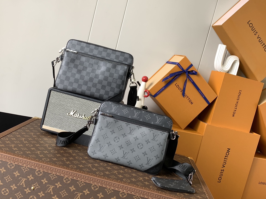 TOP Louis Vuitton LV Trio Messenger Bag 25x18.5x7cm - Black