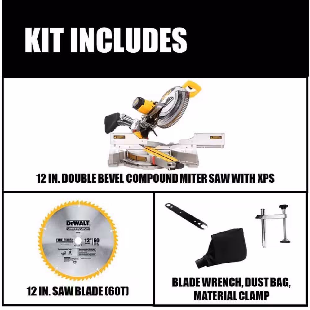 15 Amp Corded 12 in. Double Bevel Sliding Compound Miter Saw with XPS technology, Blade Wrench and Material Clamp