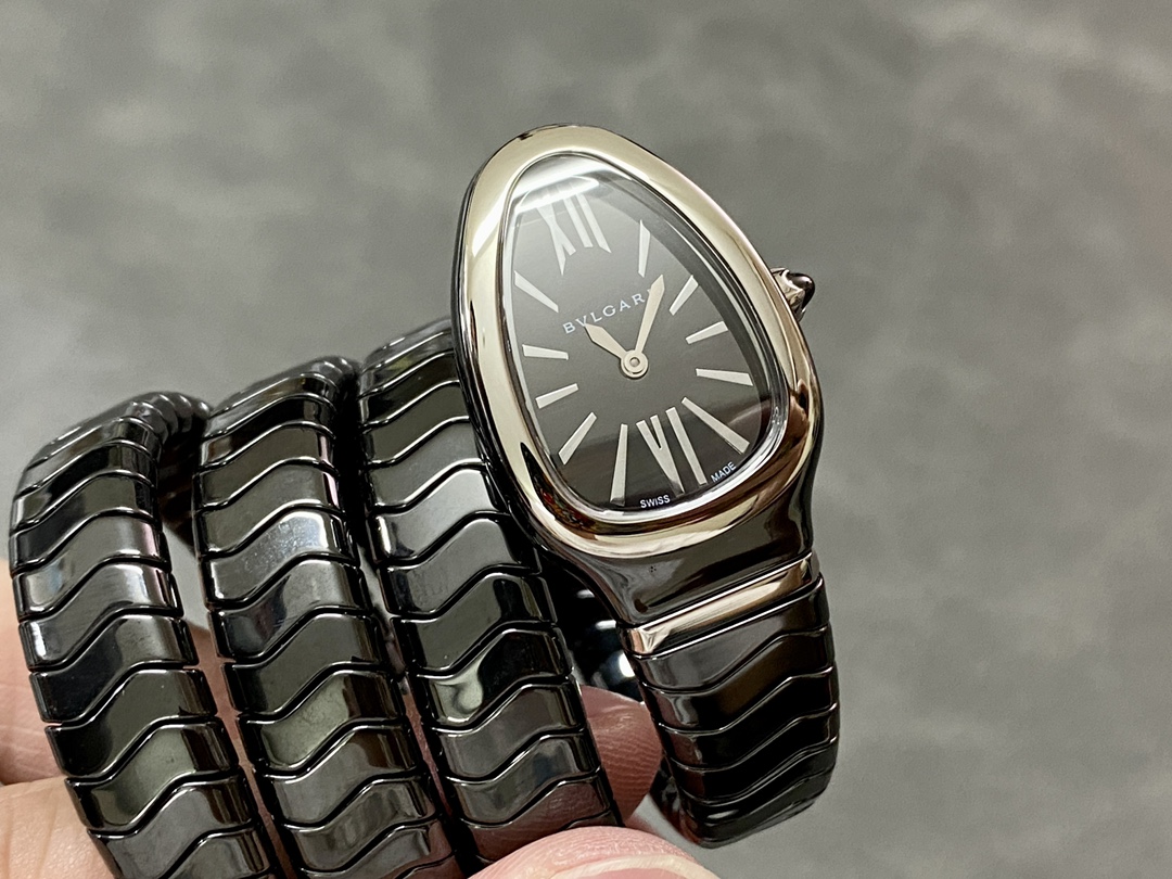 Top BVLGARI Serpenti Spiga 35 Watch- Black