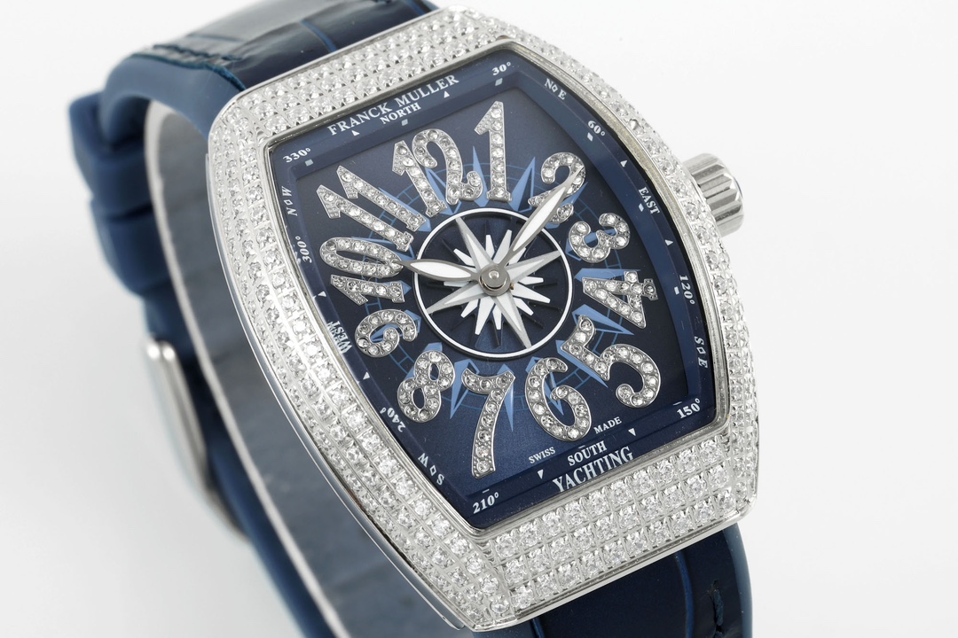 TOP Franck Muller V32 Square Diamond Women's Watch 32mm-Dark Blue