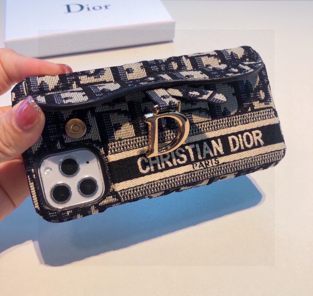TOP Christian Dior Embroidery Card Holder iPhone Case