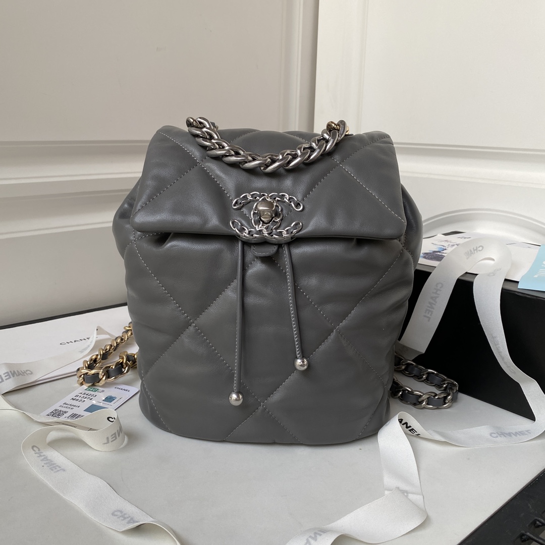 TOP CHANEL Classics Backpack - 26X22X16cm - GHW&SHW - Grey