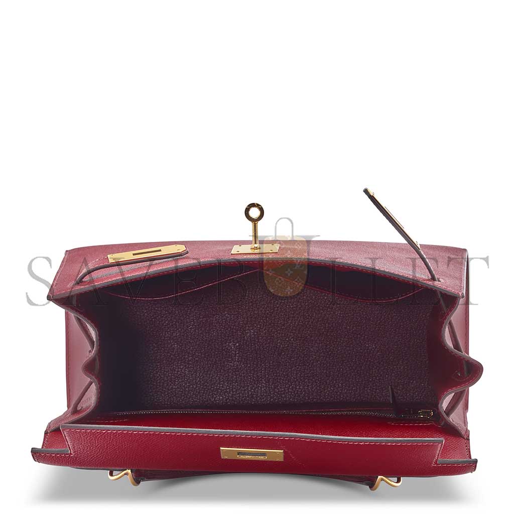 HERMÈS A ROUGE GARANCE EPSOM LEATHER SELLIER KELLY 28 WITH GOLD HARDWARE (28*22*10cm)