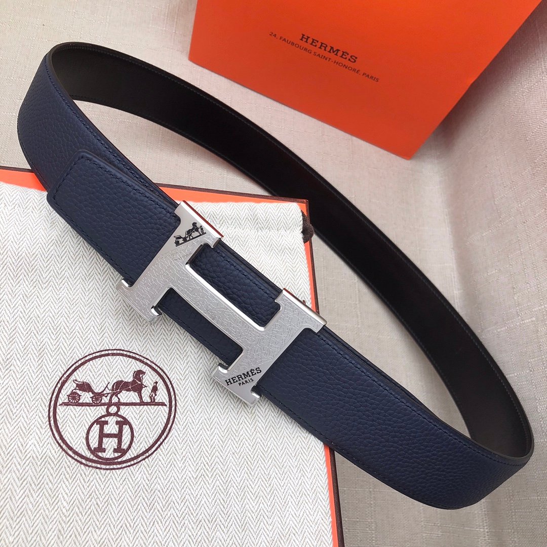 Hermès H Belt Buckle & Reversible Blue For Women, Women Belt 380MM