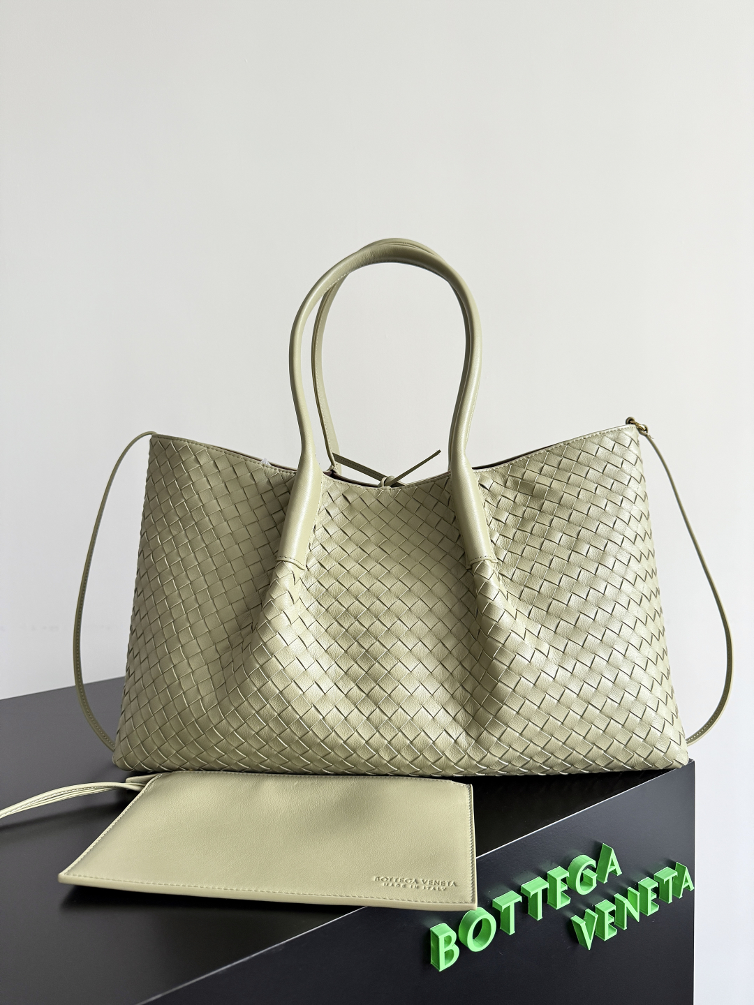 TOP Bottega Veneta BV Pinacoteca Bag 43x23x17.5cm - Green/Chocolate