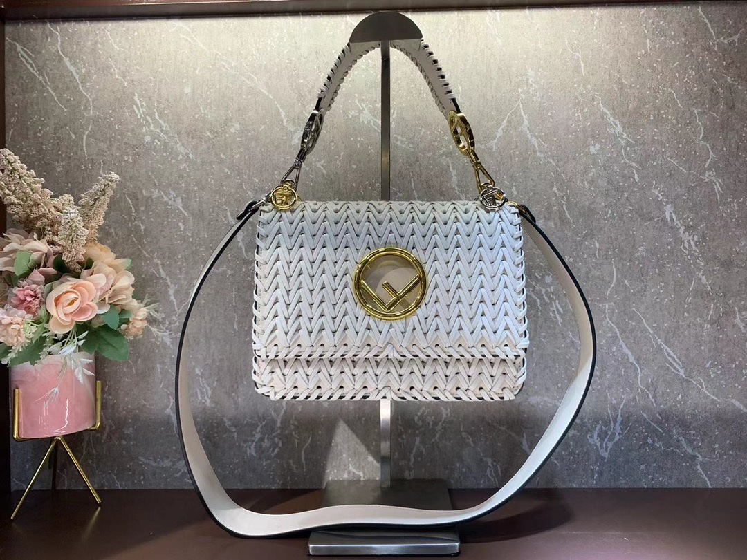 TOP FENDI KAN I LOGO Bag 25cm - Denim
