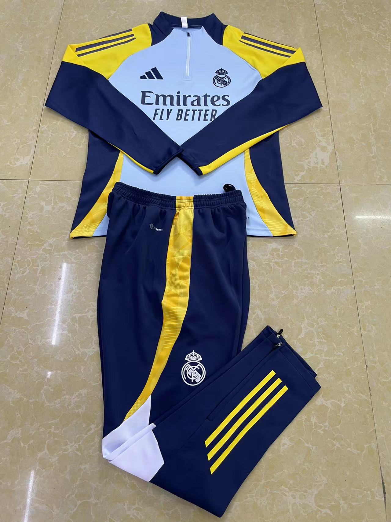 2024-25 Real Madrid Grey Football Half Pull Training Suit