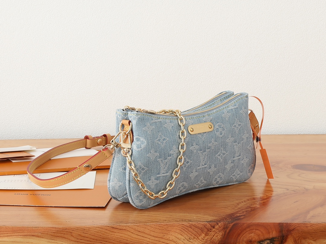 TOP Louis Vuitton LV Monogram Pochette Accessories Bag 24.5x13.5x6.5cm - Denim