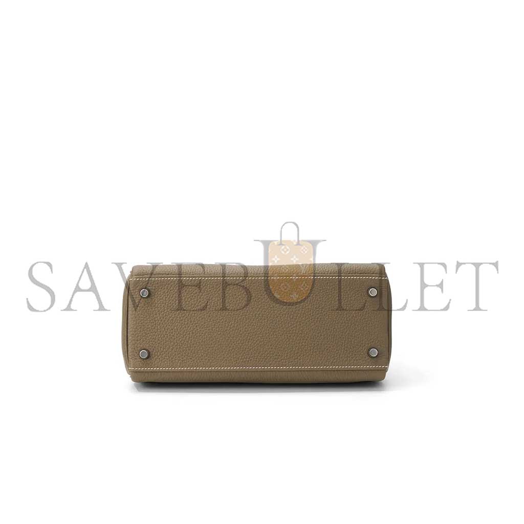 HERMÈS KELLY 25 ELEPHANT GRAY SILVER BUCKLE (25*17*7cm)
