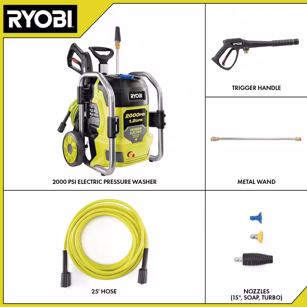 2000 PSI 1.2 GPM Cold Water Corded Electric Pressure Washer