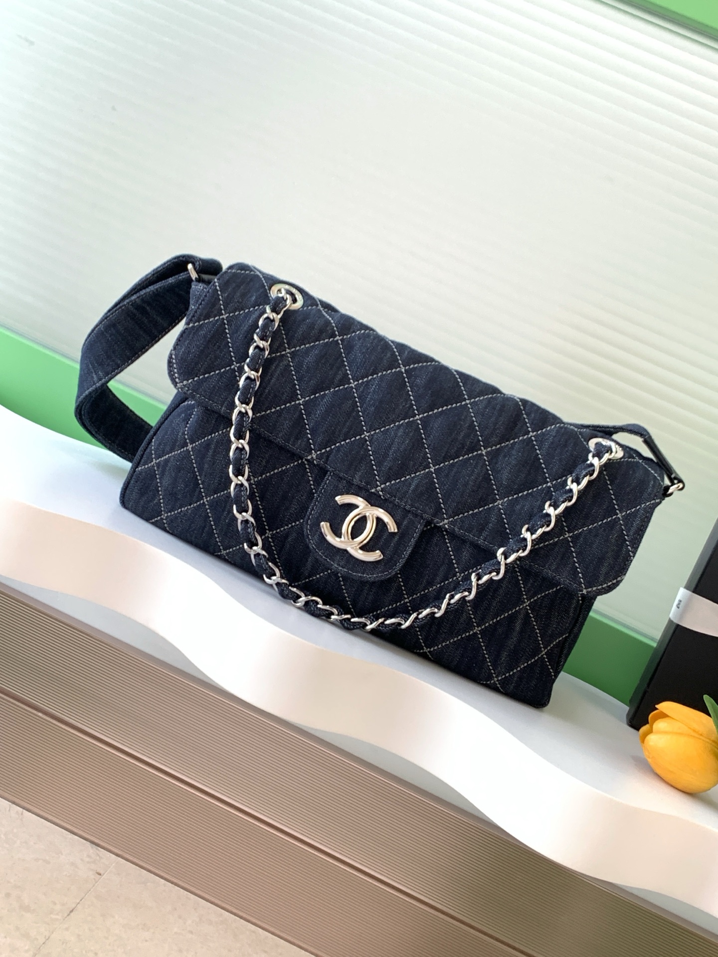 TOP CHANEL Denim Flap Bag 22x34x10cm/30x40x11cm - Denim Blue